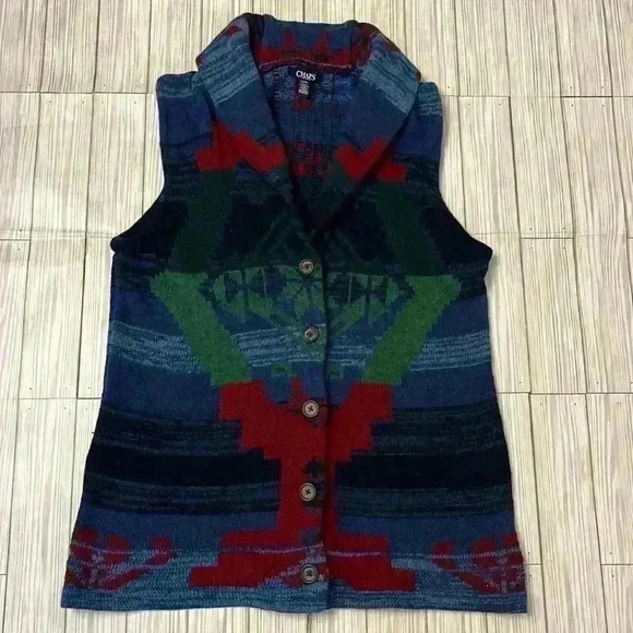 Chaps Southwestern Aztec Sweater Vest - Picture 1 of 7